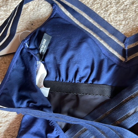 Kenneth Cole blue navy criss cross mesh one piece swim suit size large bathing - Picture 6 of 8